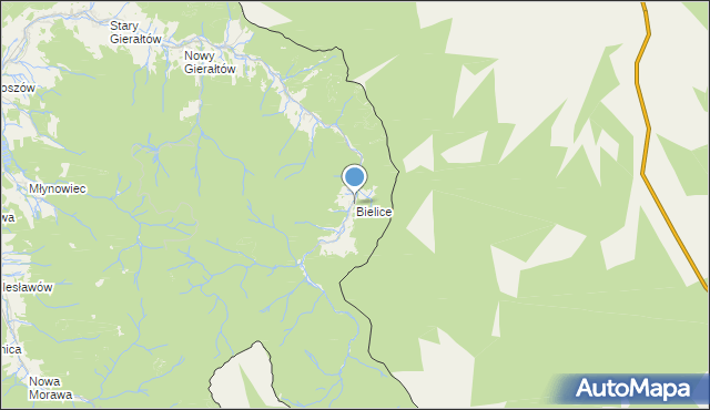 mapa Bielice, Bielice gmina Stronie Śląskie na mapie Targeo